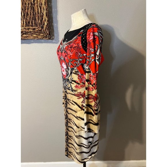 Roberto Cavalli Dress Long Sleeve Stretch Silk Animal Flowers Small Luxury $1250 - Picture 5 of 12